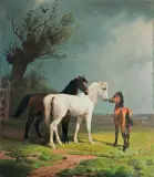 Adolph Mackerpang, PARA KONI I ŹREBAK, 1874, olej, płótno