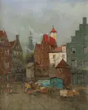 Hans Johann Wagner, ULICA MIASTA, olej, sklejka