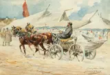 Tadeusz Rybkowski, NA TARGU W CZARNYM OSTROWIE, ok. 1900, akwarela, ołówek, papier