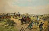 Tadeusz Ajdukiewicz, FRANCISZEK JÓZEF NA MANEWRACH..., 1885, olej, płótno