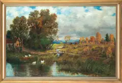 Carl Müller-Baumgarten, PEJZAŻ JESIENNY Z BAWARII, olej, płótno