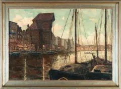 Waldemar Sewohl, ZMIERZCH NAD MOTŁAWĄ, ok. 1930, olej, płótno