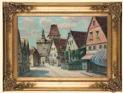Albert Blaetter, ULICZKA W ROTHENBURGU, olej, płótno