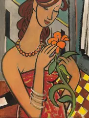 Tymon Niesiołowski, DZIEWCZĘ Z KWIATEM, 1958, olej, płótno