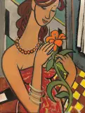 Tymon Niesiołowski, DZIEWCZĘ Z KWIATEM, 1958, olej, płótno