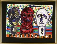 Marian Czapla, TRZECH SENATORÓW, 2002, akryl, papier