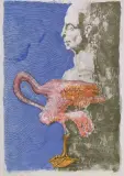 PORTRET Z ŁABĘDZIEM by Jan Lebensztejn, litografia barwna, papier, sold Sep 2007