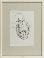 Jan Lebensztejn, DWIE GŁOWY, ołówek, papier