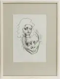 DWIE GŁOWY by Jan Lebensztejn, ołówek, papier, sold Sep 2007