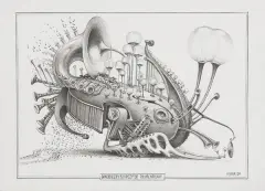 Jacek Yerka, SAMOBIEŻNY KOMPOZYTOR PROMENADOWY, 2007, ołówek, papier