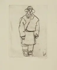 Stanisław Dawski, CZŁOWIEK W SUKMANIE, sucha igła, papier