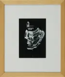 PROJEKT PLAKATU "NIEWIDOMY MUZYK" by Roman Opałka, 1959, gwasz biały, papier czarny, sold Jul 2007