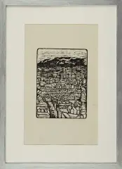Jerzy Panek, SZANGHAJ, 1956, drzeworyt, papier kremowoszary żeberkowy