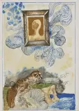 KOMPOZYCJA Z PTAKAMI I PORTRETEM by Jan Lebensztejn, litografia barwna, papier, sold Jul 2007