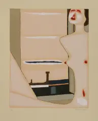 Jerzy Nowosielski, SIEDZĄCY AKT PRZY OKNIE, 1999, serigrafia barwna, papier