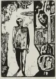 Ryszard Dudzicki, MELANCHOLIA, 1960, drzeworyt, bibułka kremowa żeberkowa