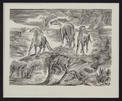 Bogna Gardowska-Krasnodębska, POWÓDŹ, 1948, drzeworyt, papier