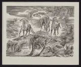 Bogna Gardowska-Krasnodębska, POWÓDŹ, 1948, drzeworyt, papier
