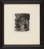 Maria Hiszpańska-Neumann, Widok miasteczka, 1946, drzeworyt, papier