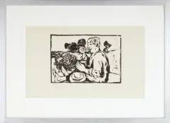 Rybak by Jerzy Panek, 1955, drzeworyt, papier szarokremowy, sold Jun 2007