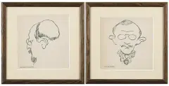 Para karykatur: Wilhelm Feldman i Lucjan Rydel by Kazimierz Sichulski, litografia, papier, sold Jun 2007