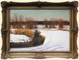 POTOK WŚRÓD ŚNIEGÓW by Wiktor Korecki, olej, tektura, sold Jun 2007
