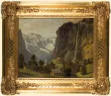 Heinrich Höfer, WIDOK NA STAUBBACHFALL, ok. 1876, olej, karton naklejony na płótno