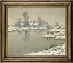 Willy Franz Wirth, PEJZAŻ ZIMOWY Z NADRENII, ok. 1930, olej, płótno