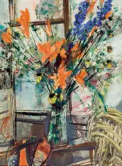 Zygmunt Menkes, BARWNE KWIATY, ok. 1950, olej, płótno