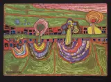 Downtownlane by Friedensreich Hundertwasser, 1971, offset barwny, papier, sold May 2007