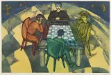Andrzej Tadeusz Kotkowski, Gracze w cywilizacje, 2004, akwaforta, akwatinta barwna, papier