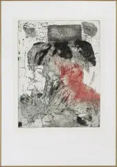Rafał Strent, Fałszywy Bóg, 1984, akwaforta, odprysk barwny, papier kremowy