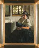 Nikołaj Iwanowicz Feszin, KOBIETA Z DZIECKIEM PRZY OKNIE, 1919, olej, płótno