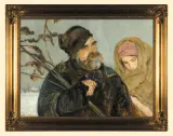STARZEC I DZIEWCZYNA by Vlastimil Hofman, 1923, olej, tektura, sold May 2007