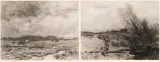 Roman Kochanowski, NA ŁĄCE I PEJZAŻ NADWODNY (para obrazów), kredki, ołówek, papier