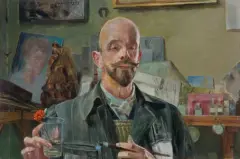 Jacek Malczewski, AUTOPORTRET W PRACOWNI, 1909, olej, tektura