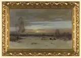 Franz Fuchs, KRAJOBRAZ ZIMOWY Z DZIKAMI, olej, płótno