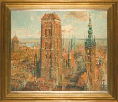 Theodor Urtnowski, STARE MIASTO W GDAŃSKU, przed 1939, olej, płyta
