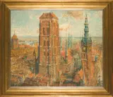 Theodor Urtnowski, STARE MIASTO W GDAŃSKU, przed 1939, olej, płyta
