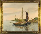 Tom Beyer, KUTRY U BRZEGU, olej, płótno