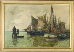 KUTRY RYBACKIE W PORCIE by Eduard Schloemann, 1923, olej, płótno, sold May 2007