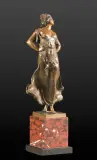 Paul Ludwig Kowalczewski, TANCERKA, przed 1900, patinated bronze, stone base