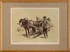 Antoni Kamieński, Podwoda, z cyklu Szkice z Puszczy Białowieskiej, litografia barwna, papier