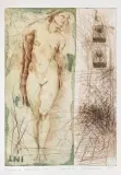 Maria Korusiewicz, Ćwiczenie z drzewkiem, 1986, akwaforta, akwatinta, sucha igła, papier kremowy