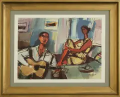 Zygmunt Menkes, Pieśń miłosna, litografia barwna, papier