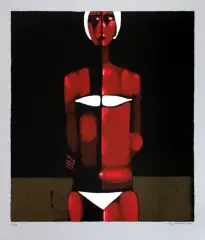 Jerzy Nowosielski, Pływaczka, 1999, serigrafia barwna, papier jasnoszary