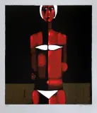 Pływaczka by Jerzy Nowosielski, 1999, serigrafia barwna, papier jasnoszary, sold Apr 2007
