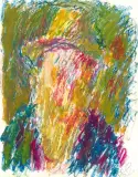 Jerzy Panek, AUTOPORTRET W KAPELUSZU, 1998, pastel olejny, papier