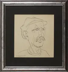 Henryk Stażewski, Mężczyzna w czapce, lata 50., tusz pióro, papier kremowy