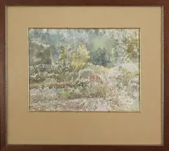 Marek Ałaszewski, Pejzaż leśny, akwarela, papier
